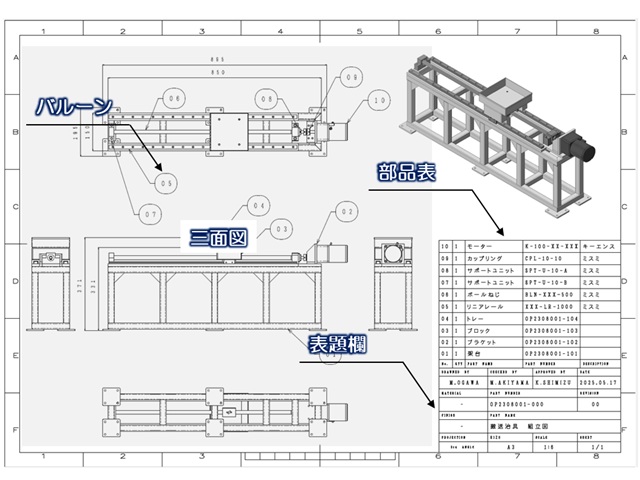 図面:組立図の見方 | 小川製作所 医療機器・半導体製造装置・理化学装置・食品加工機械 東京都葛飾区